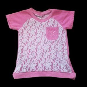 SPEECHLESS Lace Front Pink Short Sleeved Top Girls Size 6